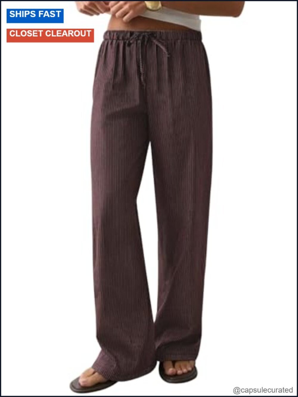 Women's Wide Leg Linen Pants with Pockets Drawstring Elastic Waist Casual Summer